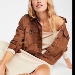 Free People Eisenhower Brown Denim Button Up Jacket Women’s Size Small